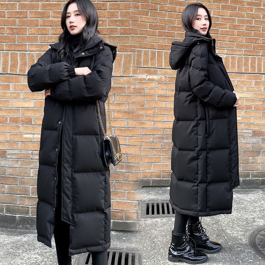 Womens Knee-Length Loose Plus-Size Padded Cotton Jacket Coats